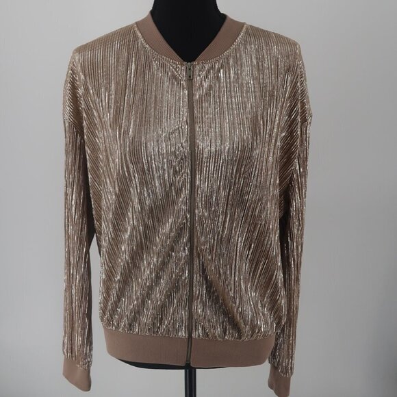 Zara Women's Gold Full Zip Jacket Size Medium - Picture 1 of 9